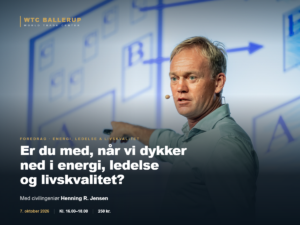 Henning R. Jensen giving a talk on energy, leadership and quality of life